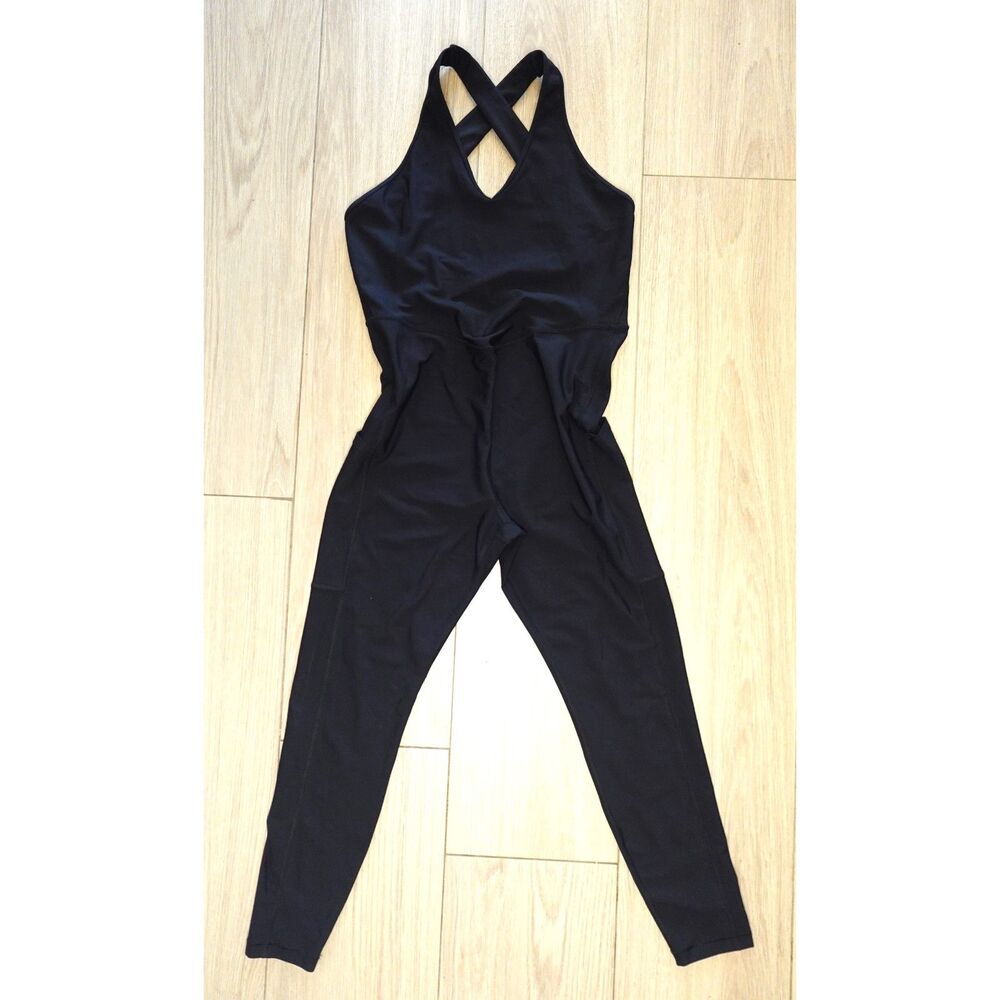 Old Navy Active Powersoft One Piece Jumpsuit Unitard Women Black Workout Yoga L